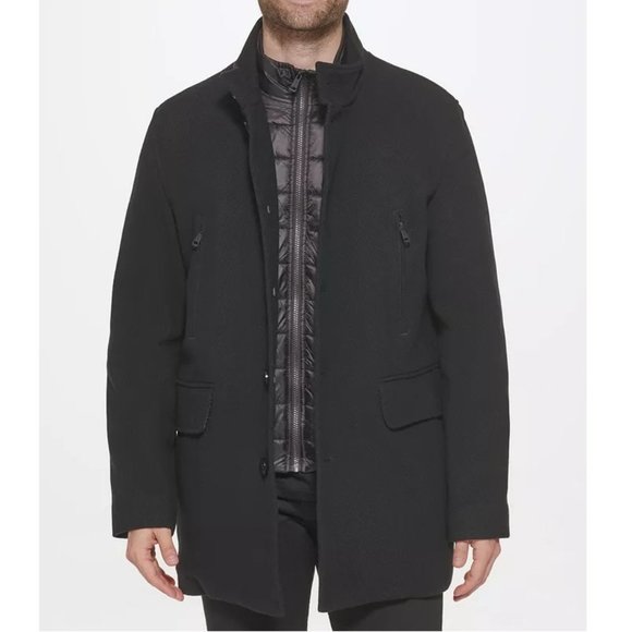 Cole Haan Other - Cole Haan Men's Wool Twill Stand Collar Topper with Nylon Bib Coat Size XL NWT
